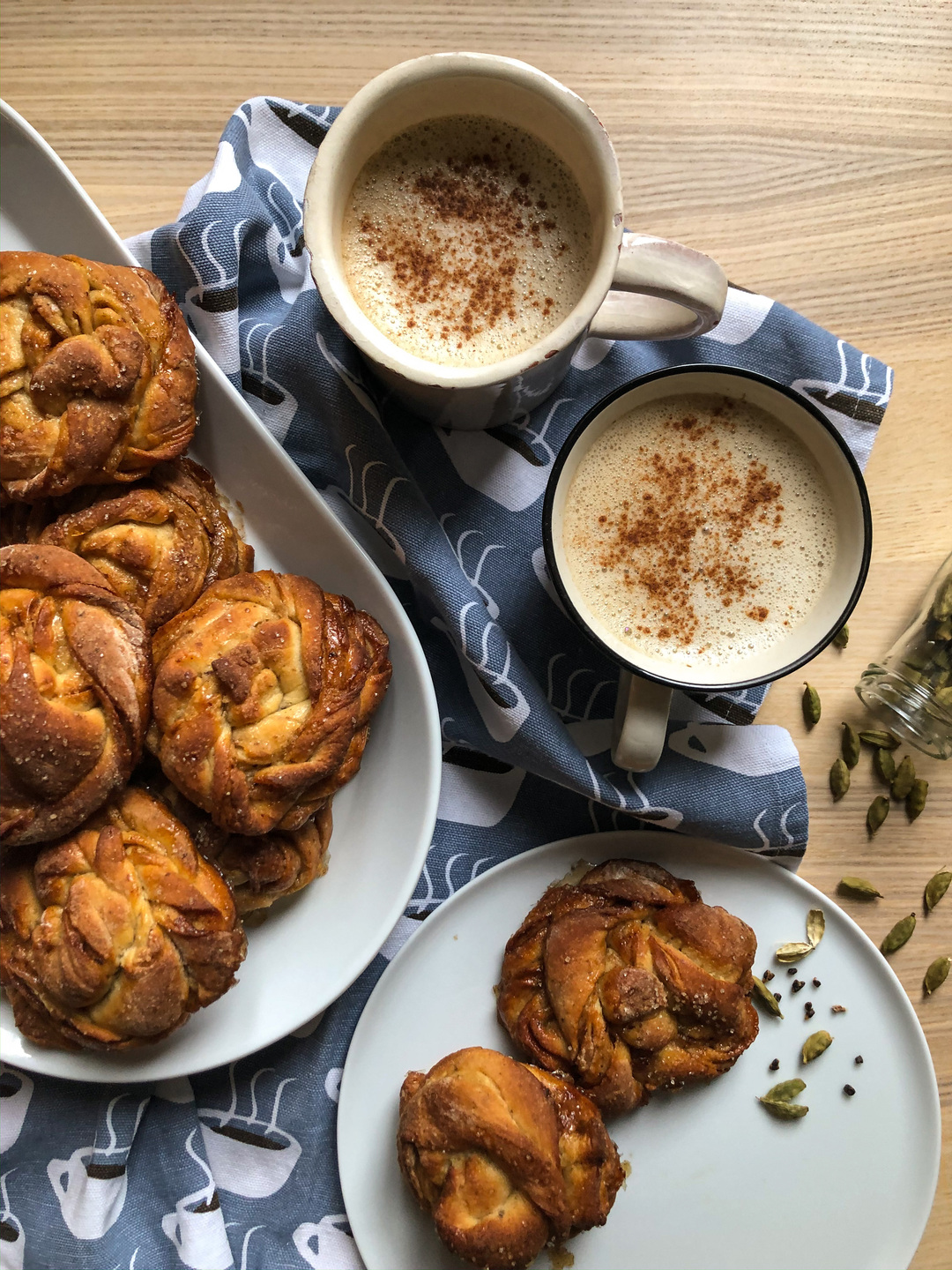 swedish cardamom buns with coffee
