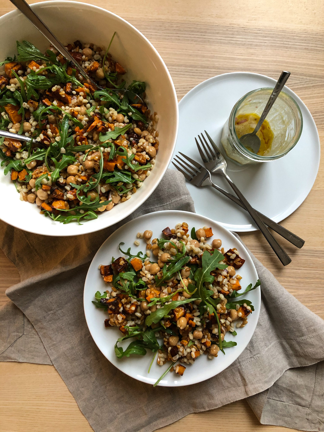 grain salad with shallot dressing