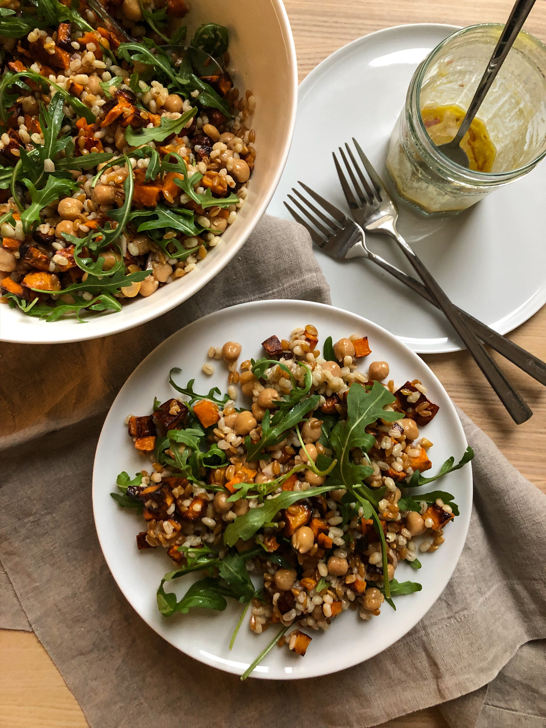 grain salad with shallot dressing