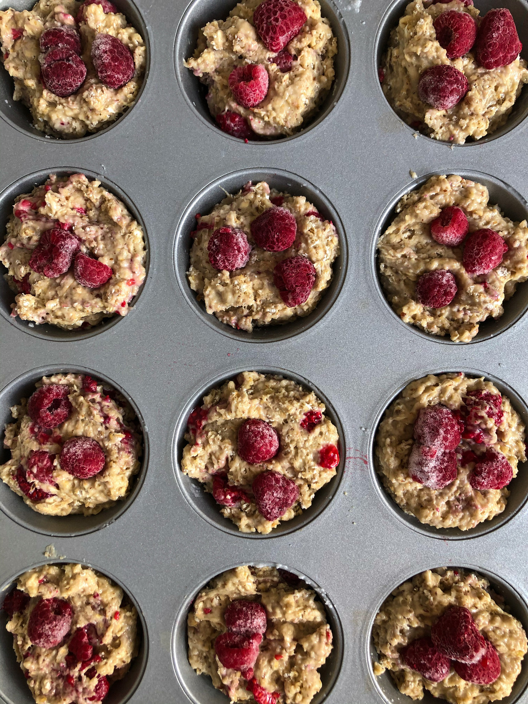 Raspberry muffins before baking