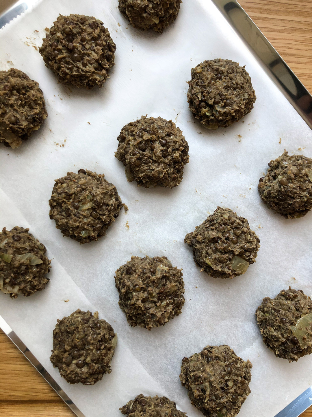 Lentil "meatballs before baking