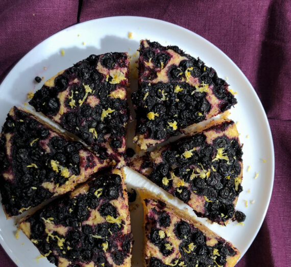 Lemon Cornmeal Cake with Blueberries