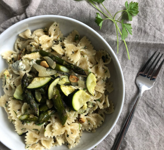 Herbed Tahini Pasta with Green Veggies